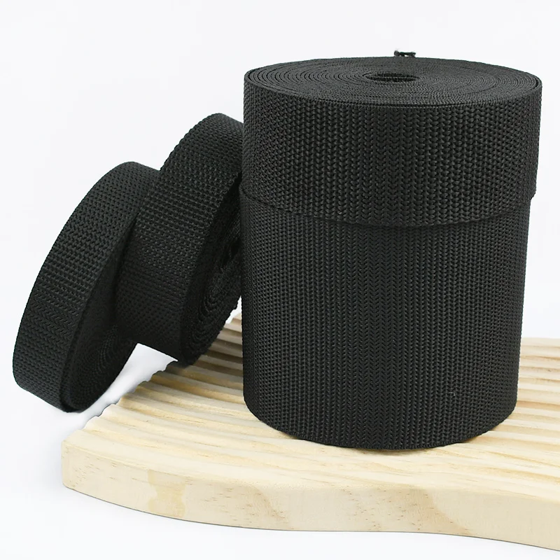 

10M Black Webbing Tape for Backpack Nylon Strap To The Meter 20-100mm Pet Collar Ribbon Straps Clothes Belt Bias Binding Sewing