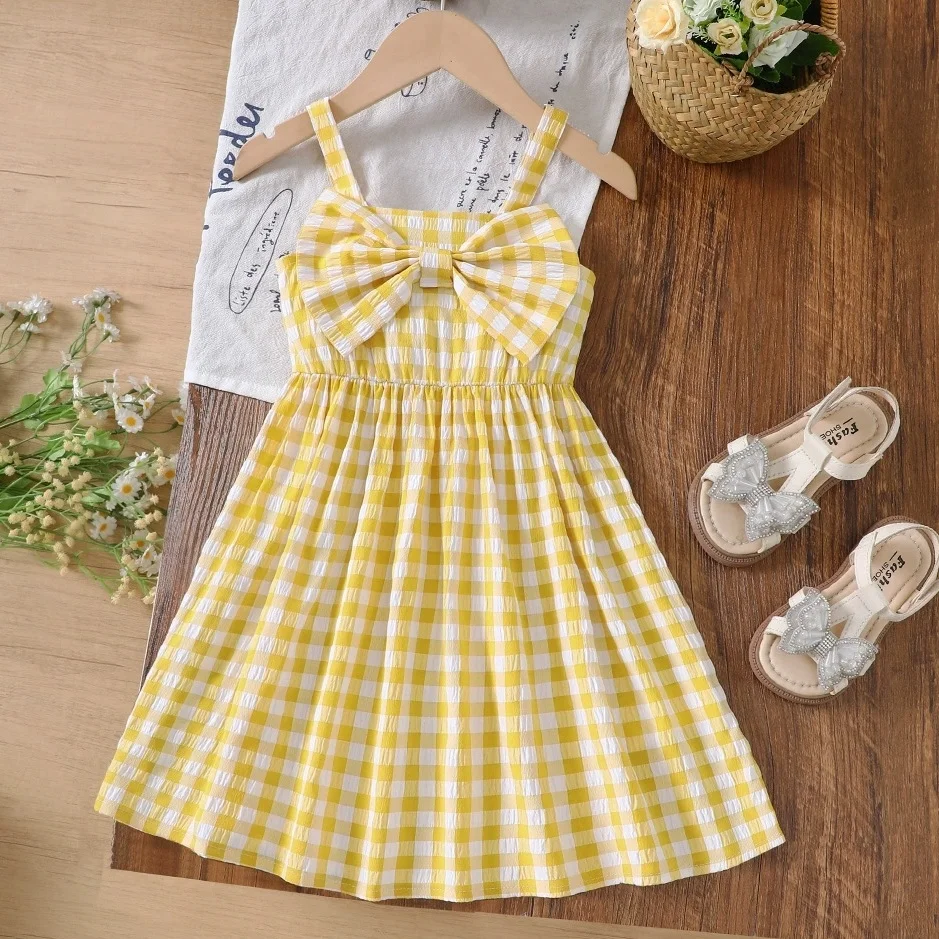 

Casual Knee High Kids Girls Dresses Sleeveless Skirt Dress Suspender Summer Outdoor Wear Outfits Baby Girl Clothing 4 5 6 7 Year