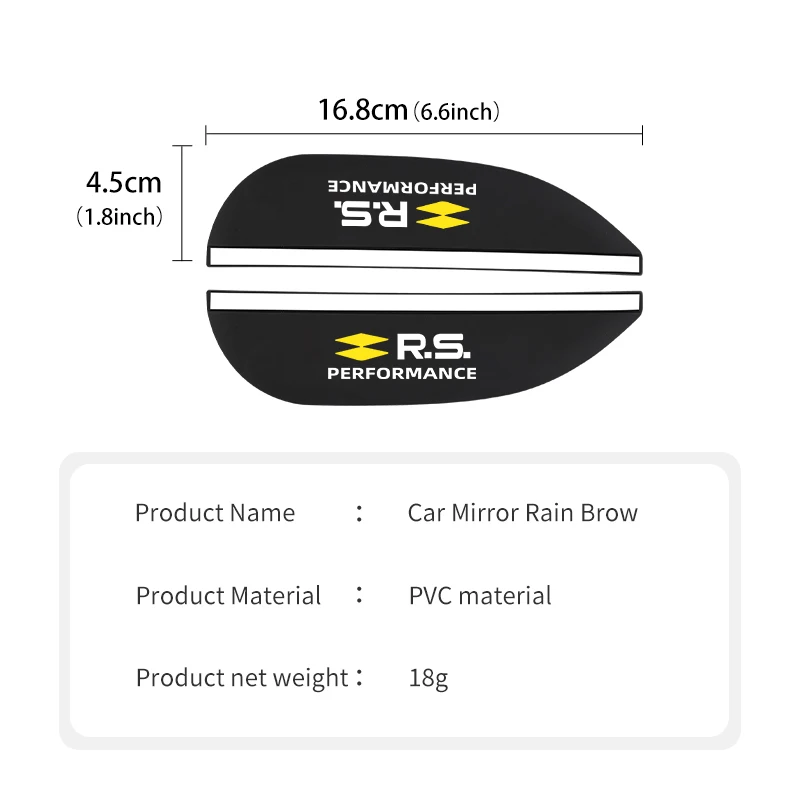 For Renaul 2Pcs Car Accessories Rearview Mirror Eyebrow Rain Cover RS Sport Megane 3 4 2 Clio 5 Line Sandero Scenic Logan