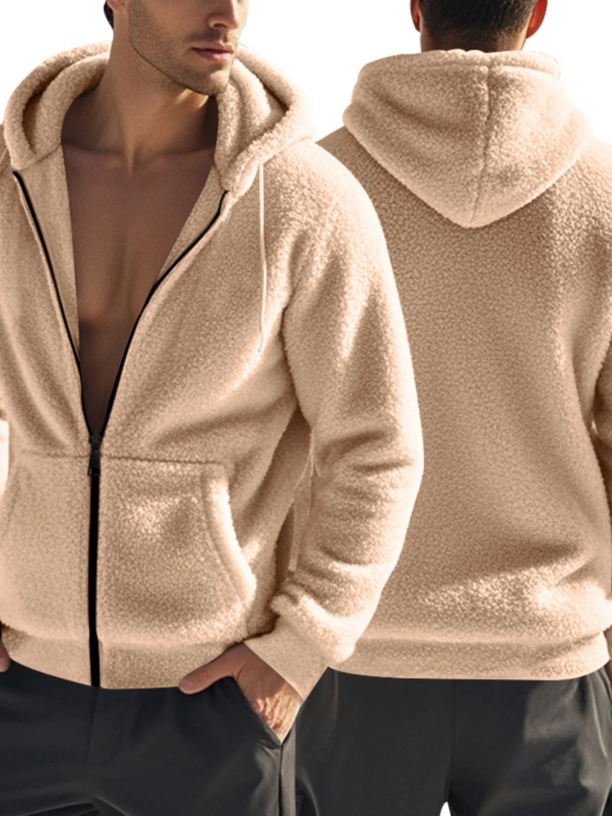 

Мужской утепленный двусторонний кардиган с капюшоном, свободного кроя, модная зимняя верхняя одежда, повседневное пальто свободного кроя