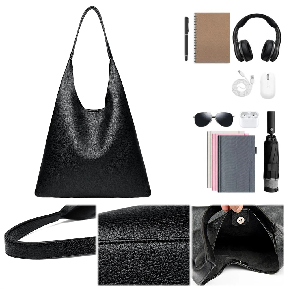 

Сумка для женщин из искусственной кожи с регулируемым ремешком, сумка через плечо, однотонная сумка для подмышек, сумка-тоут с напуском для путешествий, поездок на работу