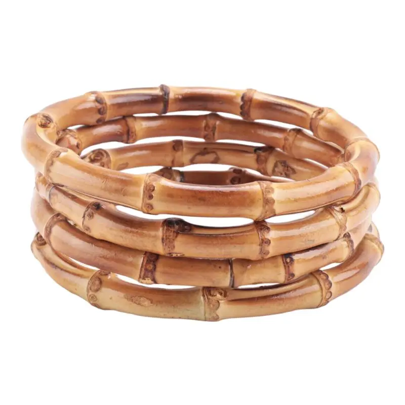 ABVC Juego de 4 Asas Redondas de Bambú para Bolsos, Repuestos Hechos a Mano para la Fabricación de Bolsos y Carteras