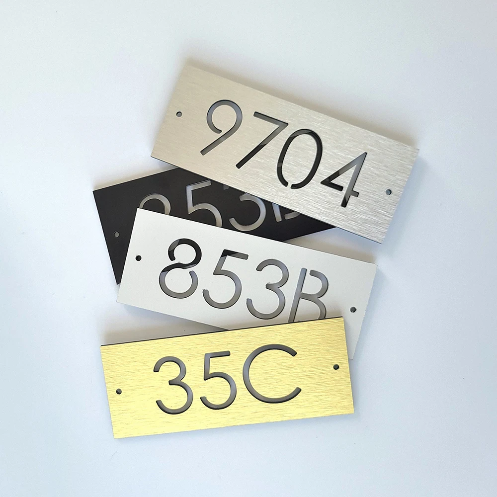 Custom Floating Aluminum Alloy Door Number Sign Room Address Plaque House Numbers Sign Plate Wall Sticker Outdoor Street Name