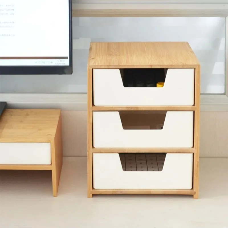 

Bamboo Creative Desktop Storage Boxes Stackable Multi-layered ABS Drawer Storage Boxes Modern Simple Artistic Home Organization