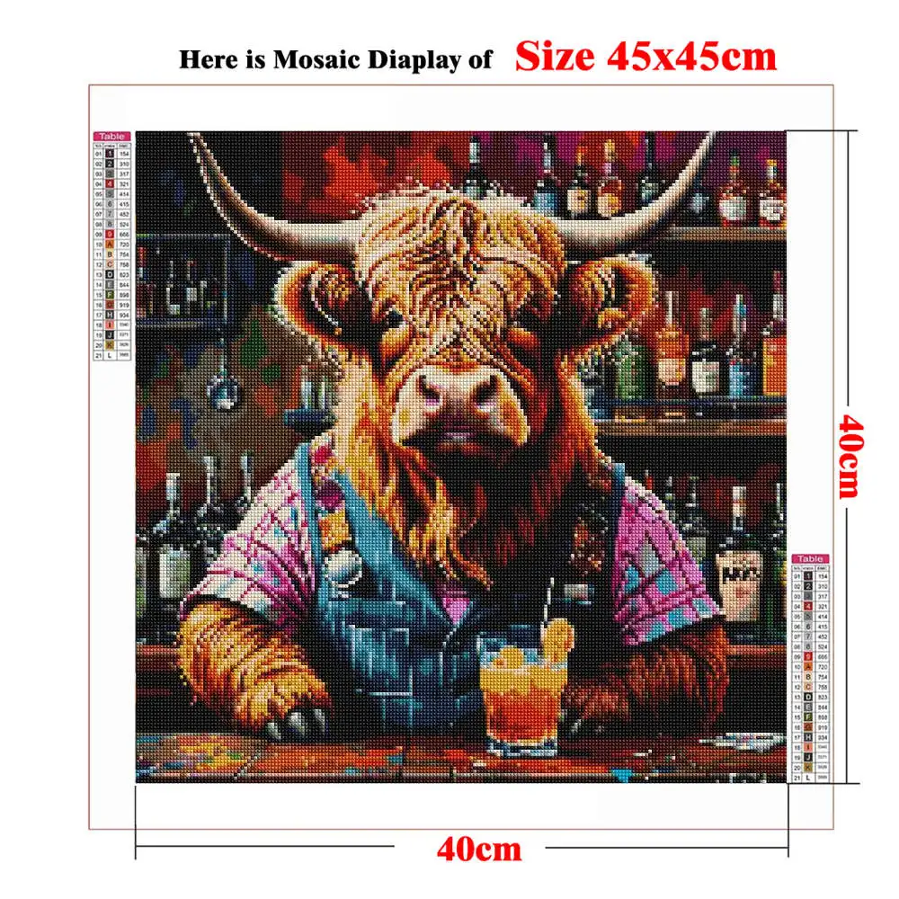 5D Diamond Painting Kits, Long-haired Animal Highland Cattle , Handicraft Art Full Square Painting Rhinestones Embroidery