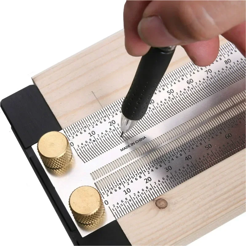 T-Type Hole Ruler High-Precision Scale Ruler Stainless Woodworking Scribing Mark Line Gauge Carpenter Measuring Tool