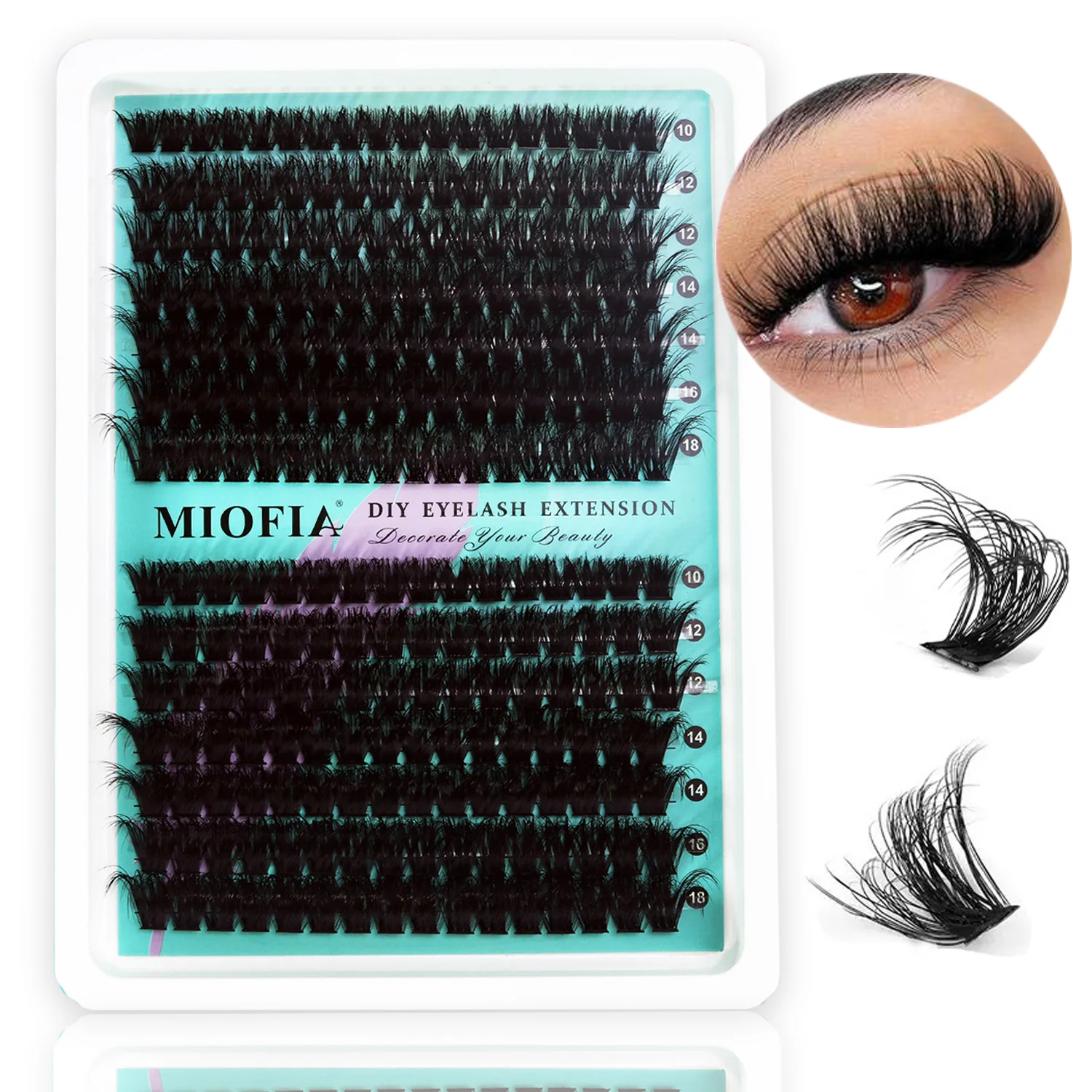 MIOFIA 5D Flauschige Cluster-Wimpern 30D-150D Dicke Einzelwimpern-Cluster 10-18mm Natürlicher Look Wiederverwendbare DIY-Wimpernverlängerungen – Detail 6