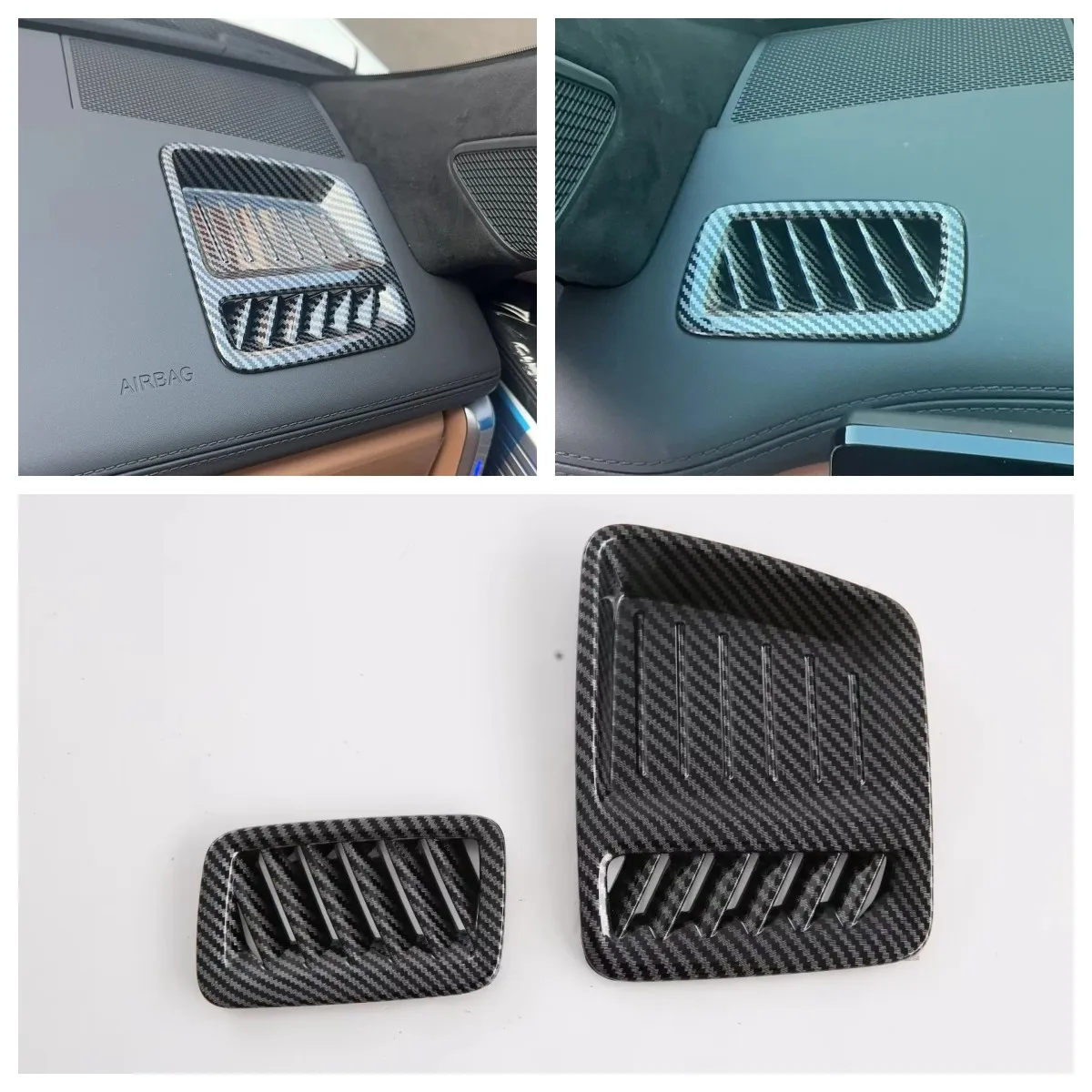 

For Hyundai Santa Fe 2023 2024 ABS Carbon Front Dashboard Upper Air Outlet Cover AC Vent Frame Panle Trim Car Styling Accessory