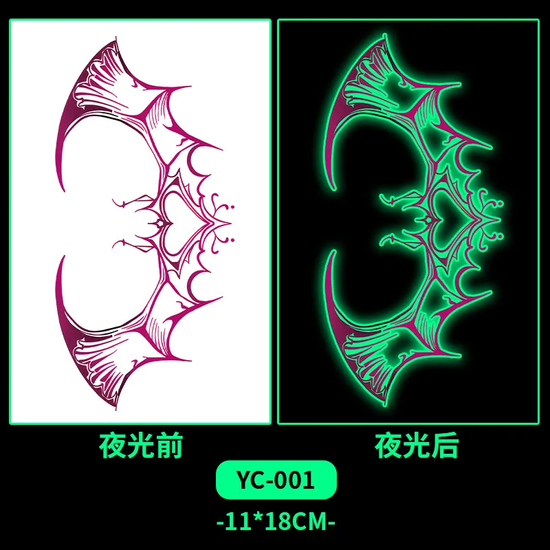 Glow In Dark Succubus Temporary Tattoo Waterproof Colorful Party Decor Stickers For Ladies