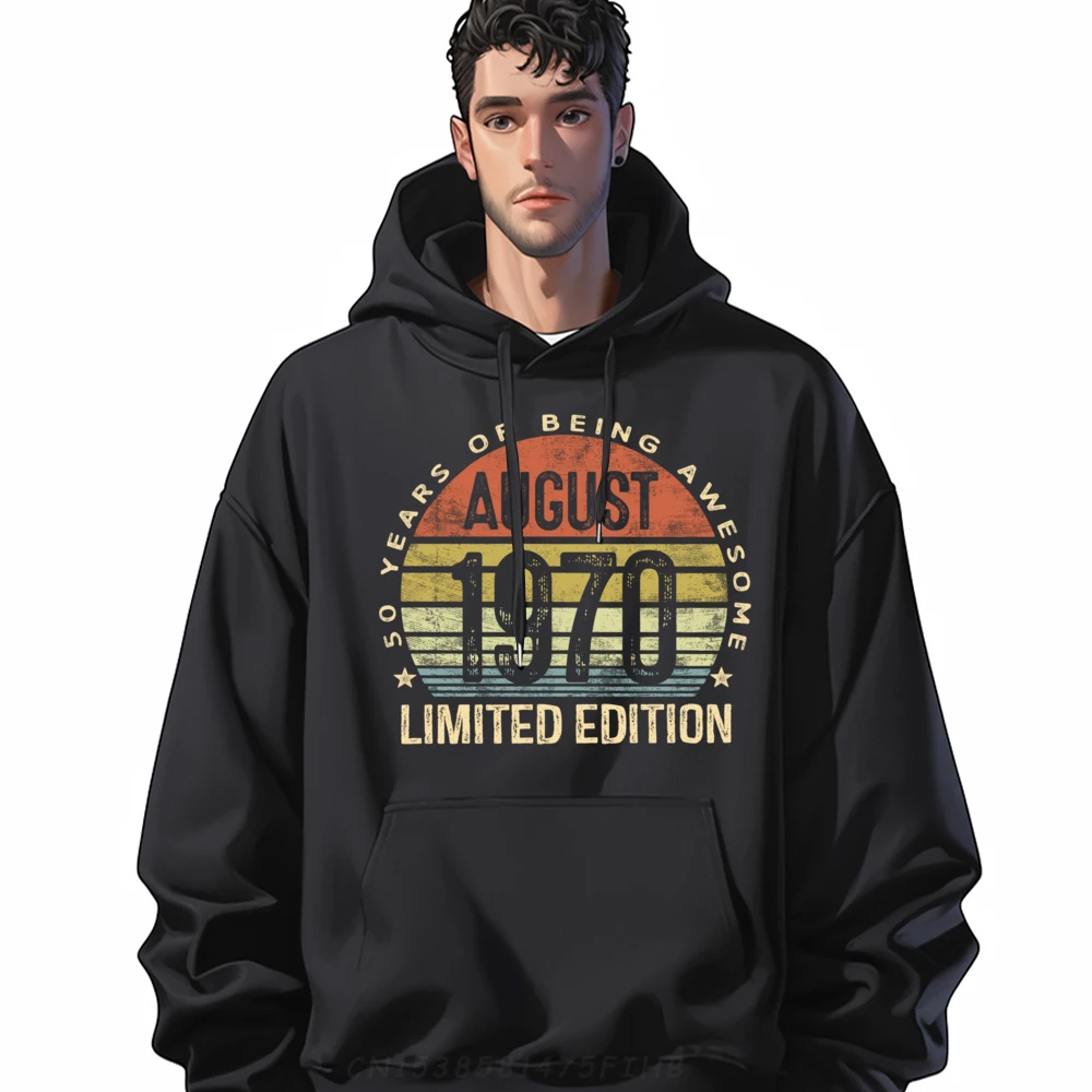 August 1970 Limited Edition 50th Birthday 50 Year Old Plain Sweatshirts Wholesale Natural Hoodies Men Father's Day