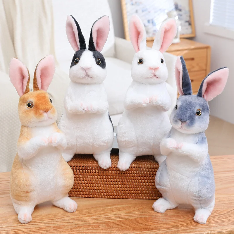 Simulation Sitting Rabbit Plush Toys Lifelike Stuffed Long Ears Rabbit Doll Nice Gifts For Children Girl