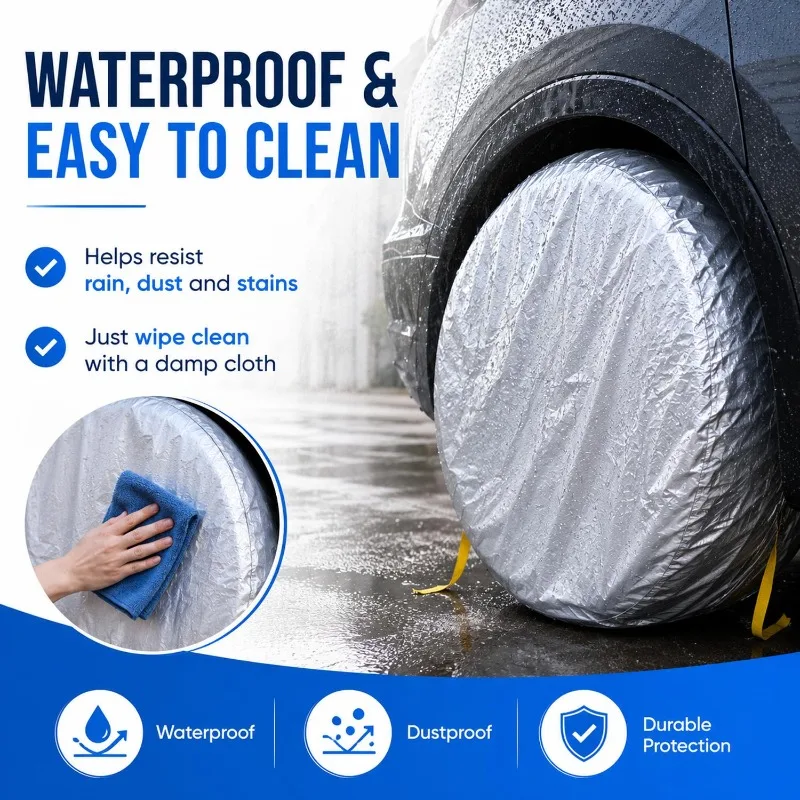 2-4pcs Car Tires Storage Bag Wheel Tire Covers Case Vehicle Wheel Protector For Caravans Truck Car Camper Trailer Wheel Cover view 5