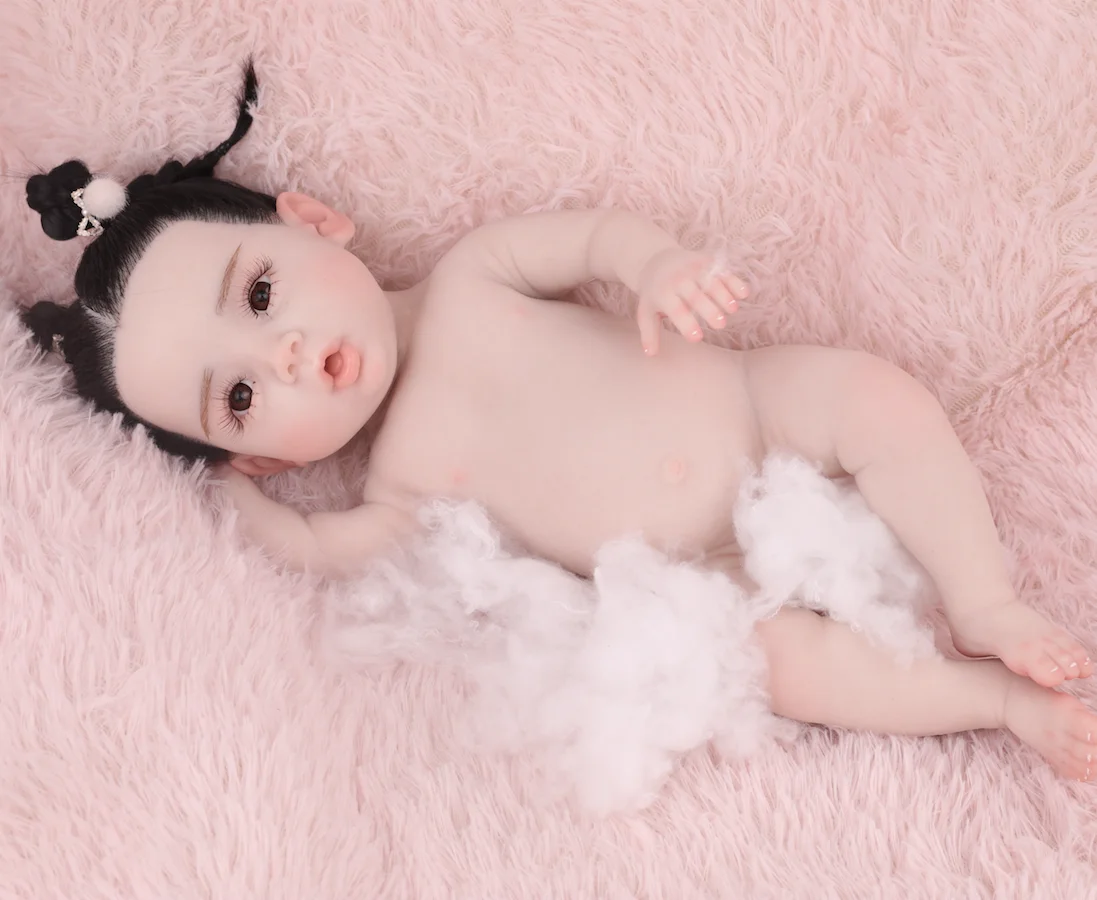 Bambola neonato con struttura scheletrata Reborn Daby in silicone realistico da 18,5 pollici, regali di Natale per bambini accompagnati