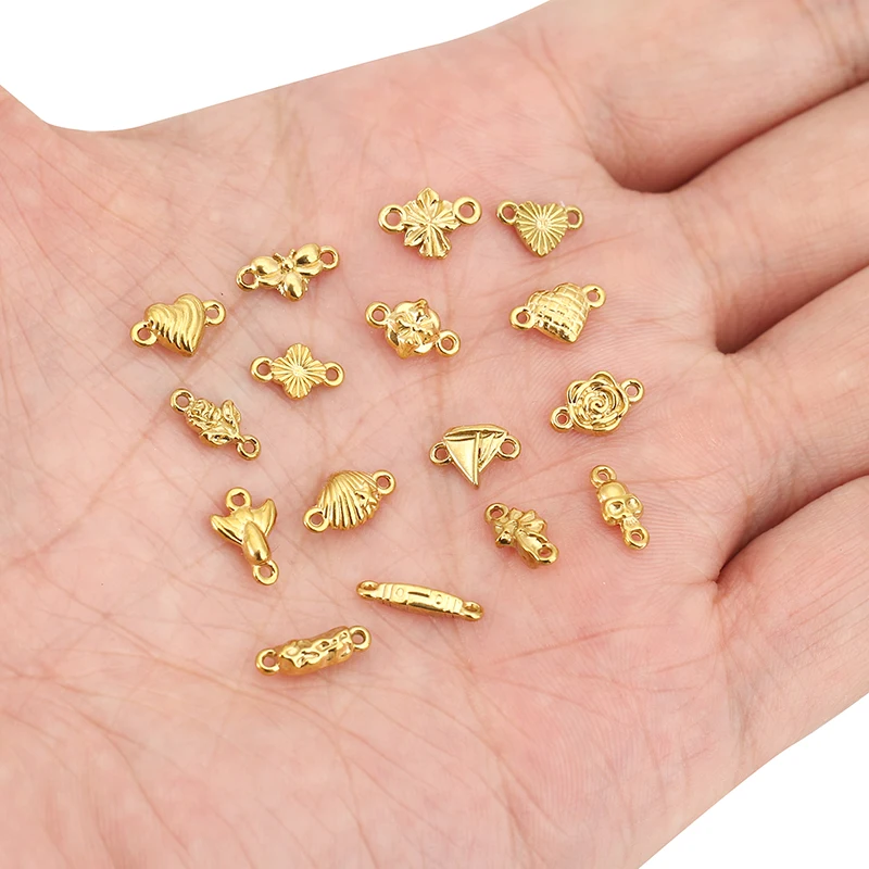 20 pçs de aço inoxidável amor coração flor crânio abelha pingentes para colar e pulseira jóias fazendo conectores acessórios