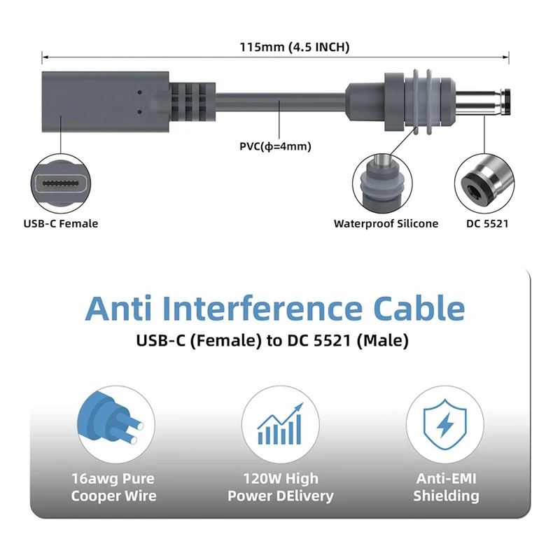 Super Sale For Starlink Mini Type-C Female to DC Male Power Cord Adapter