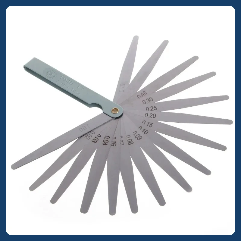 Alat Ukur Celah Metrik 0.02-1.00mm 17 Bilah Feeler Gauge Untuk Penyesuaian Katup Mesin