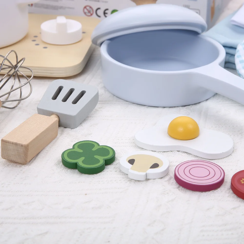 محاكاة خشبية المطبخ ألعاب المطبخ الصغيرة تجهيزات المطابخ وعاء عموم كوك التظاهر اللعب ألعاب منزلية تعليمية للأطفال أواني جير #2