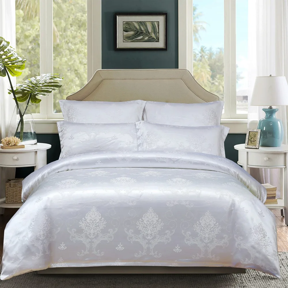 Duvet Cover Set with Pillow Case Silk Glossy Double Bedding Set Quilt Cover Queen/King Couple or Single Bed Comforter Sets