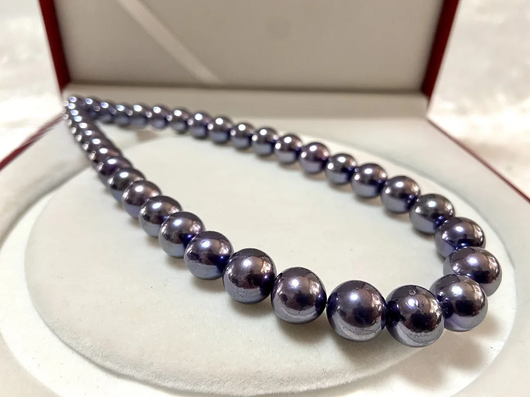 2023 Vintage 10-12mm Black Purple Necklace for Women Round Sea Pearls Choker Necklace Luxury Jewelry Gifts for Female