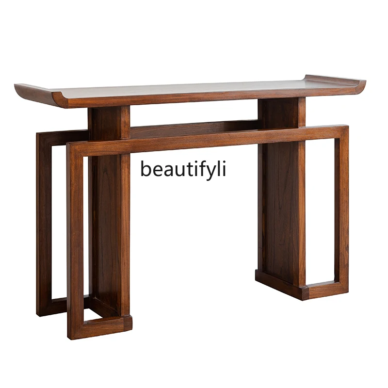 New Chinese Style Solid Wood Console Tables Wall Narrow Edge Altar Antique Decoration Light Luxury Entrance Cabinet