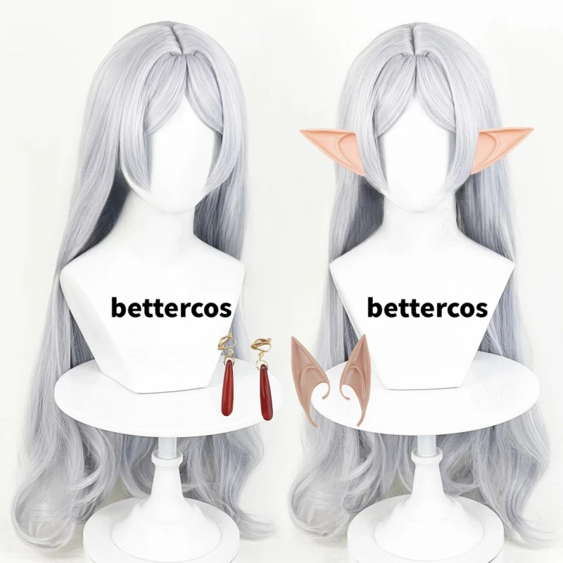 Frieren Cosplay Wig Anime Frieren At The Funeral 85CM Long Silver White Wigs Heat Resistant Synthetic Wigs