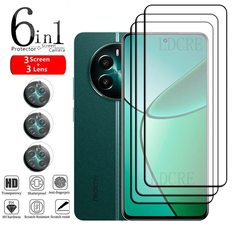 

6-in-1 For OPPO Realme 12 Plus 5G Glass For Realme 12 Tempered Glass Full 9H Screen Protector Realme 12 Realme12 Plus Lens Glass