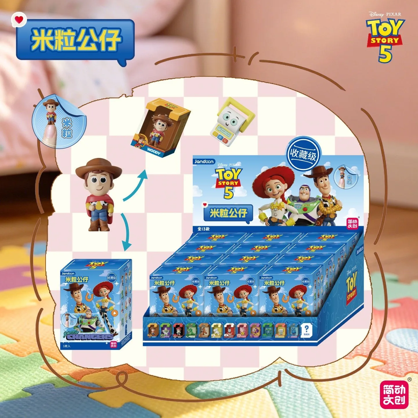 JANDOOM Original Disney Pixar Anime Toy Story 5 ‌   Woody, Buzz Lightyear, Jessie, Rex, Slinky Dog, Hamm, Mini Figuras, Caja Sorpresa, Juguetes, Regalo