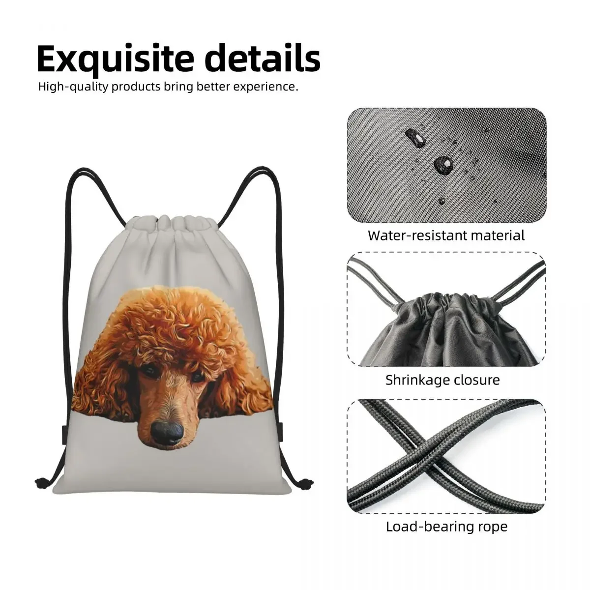 Kawaii Poodle Head Drawstring Bag Women Men Foldable Sports Gym Sackpack Cute Puppy Dog Shopping Storage Backpacks