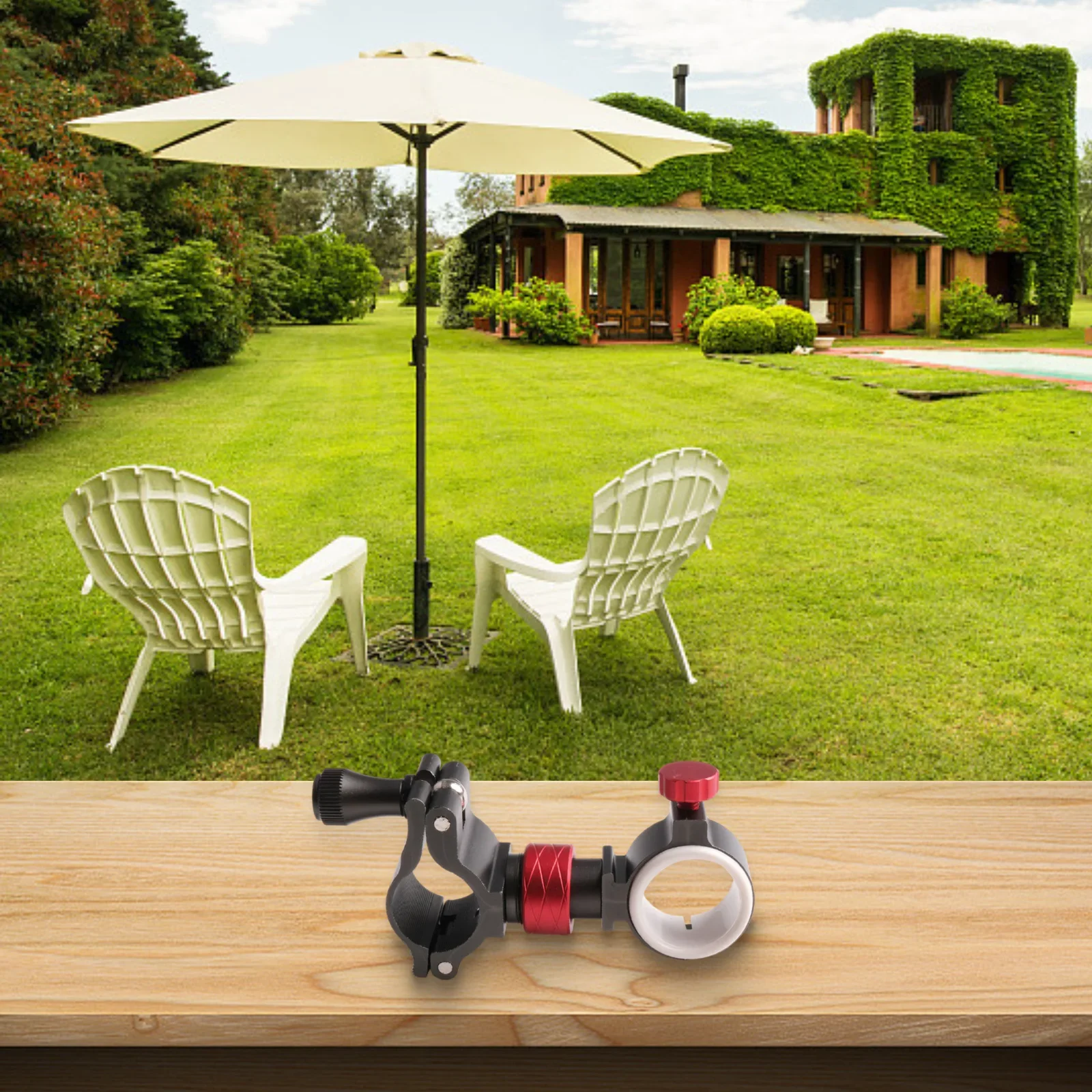 Chair Umbrella Stand Holder Comfortable Feel Wide Adaptability Black CNC Integral Molding For Home Garden Tool Accessory