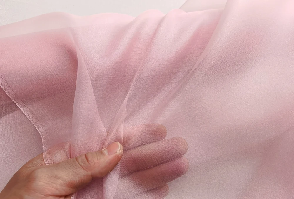 45'' / 55'' breit pro Meter steif geformte Hochzeitsgaze aus schlichter, natürlicher Organza-Stoff aus reiner Seide – Detail 27