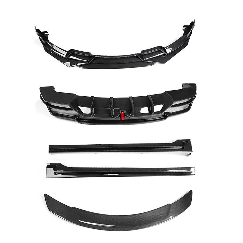 Super March V Style Body Kit Water Transfer Printing Carbon Fiber Front Lip Diffuser Side Skirt Spoiler Bodykit for Model3