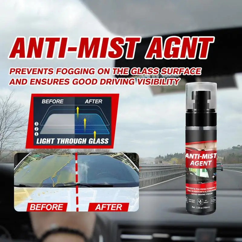 

Anti Fog Spray For Windshield Waterproof Powerful Anti Fog Spray 100mL Vehicles Defogger For Mirrors Bathroom Mirrors Shower