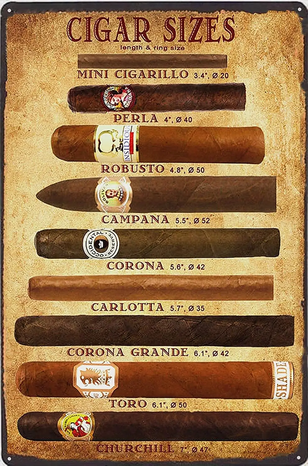 Cigars Metal Tin Sign Vintage Home Office Poster Bar Pub Cafe Decorative Plaque Home Decor Cigar Decor Rustic Wall Art Hanging P