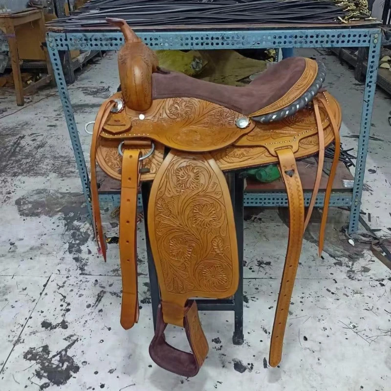 

Saddle, cowhide saddle, equestrian supplies, imported saddle, harness supplies