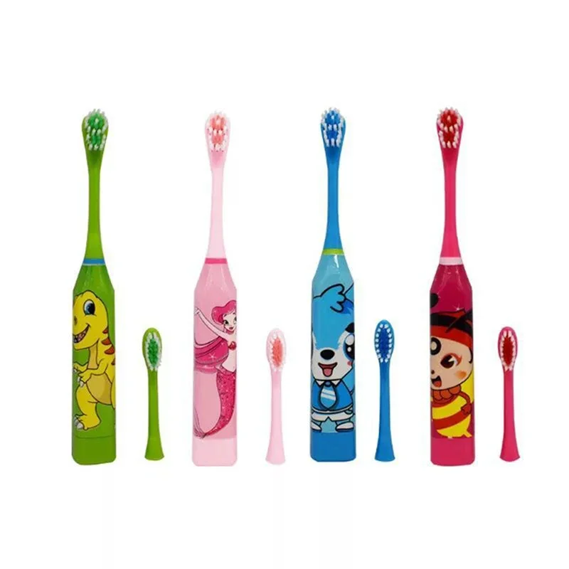 1 Set spazzolino elettrico per bambini Cartoon 4 colori spazzolino da denti impermeabile per bambini spazzolino elettrico per la pulizia dei denti strumento per l'igiene orale