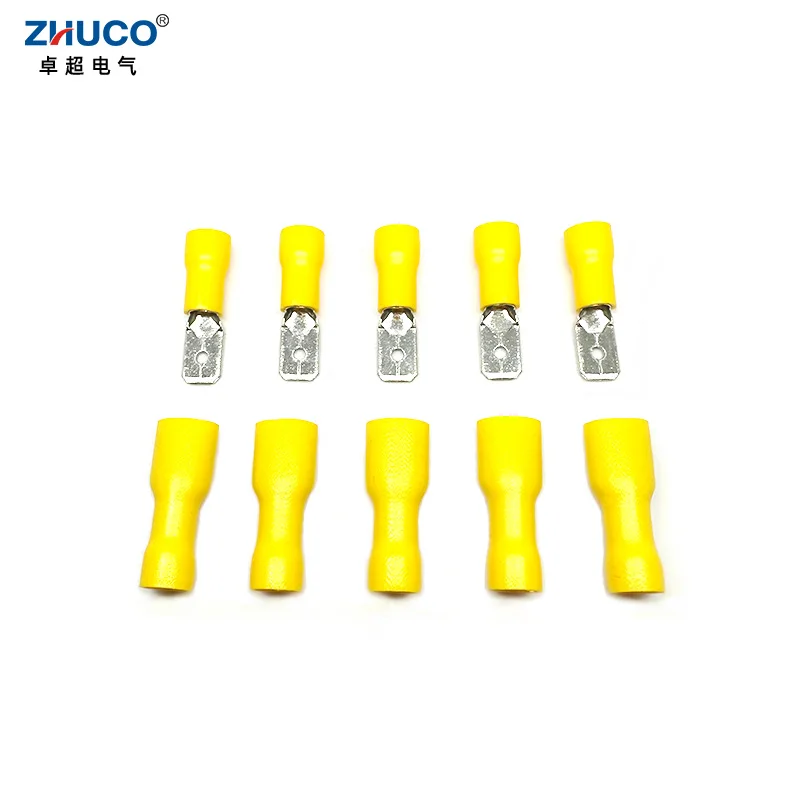 10-пар-Φ-635-мм-желтый-изолированный-соединительный-кабель-штекер-женский-мужской-латунный-Обжимной-наконечник