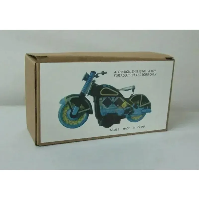Blue The Motorcycle Model Clockwork Toy Funny Collection Retro Wind Up Toys Metal Tin Mechanical robot Toy Figures Model Gift