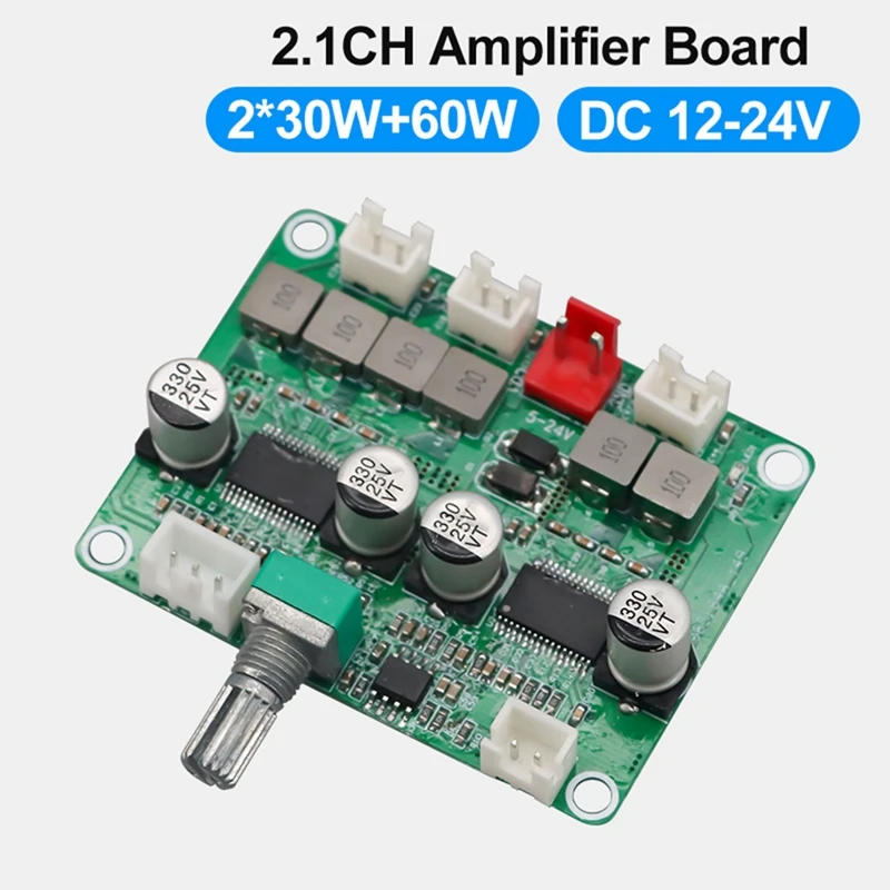 Placa amplificadora de áudio digital tpa3118, módulo amplificador de 2.1 canais 2x30w e 60w, placa amplificadora de potência de áudio 12v-24v