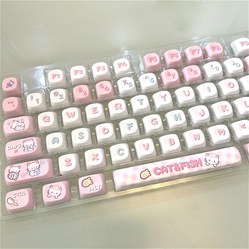 

Womier MOA Keycaps, Pink Cute PBT Keycaps Custom Key caps Set for 61/64/68/84/87/100/104/108 Cherry MX Mechanical Keyboard(Pink)