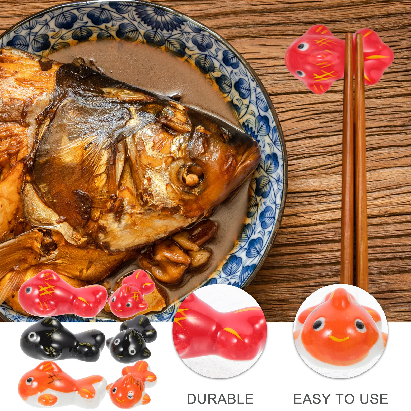 

6Pcs Ceramic Chopsticks Rest Dining Table Cutlery Stand Kitchen Accessory Fish Shape Holder Chopstick Rest