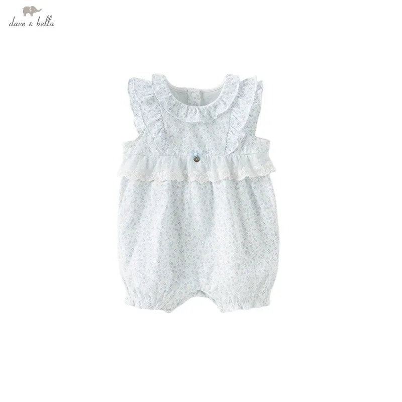 Dave Bella Newborn Creeper Girl's Summer Romper Comfortable Casual Sweet Cute Cotton Floral Print Baby Jumpsuit DB2251565