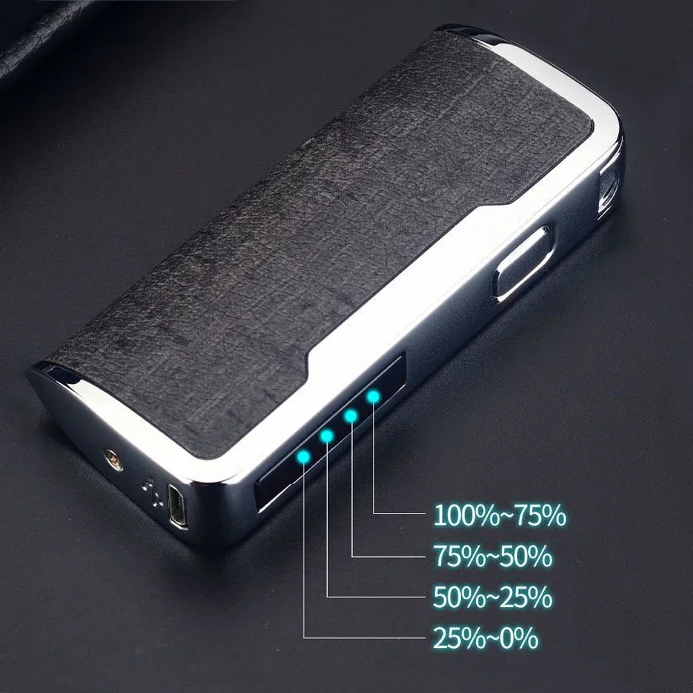 Leather Electric Lighter USB Rechargeable Lighter Cool Electronic Gadgets Technology Smart Windproof Plasma ARC Ignitor