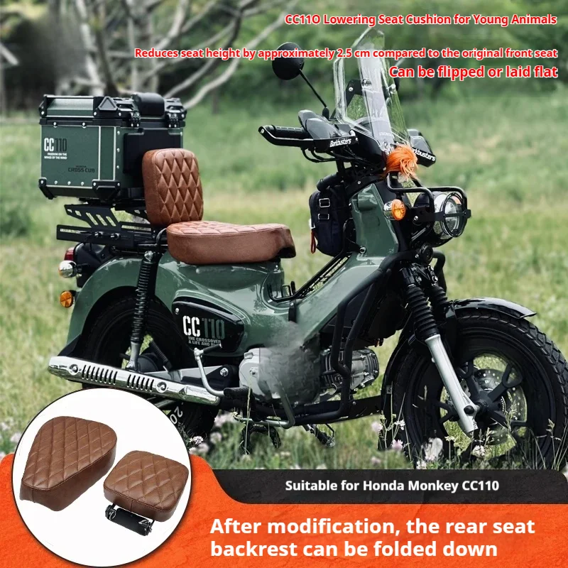 For Honda CC110 Cross Cub 110 Low Seat Foldable Backrest Passenger Cushion No-Drill Motorcycle Accessories