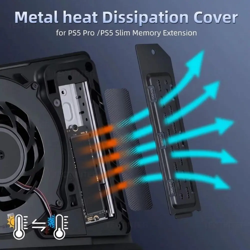 Aluminum Alloy Heat Dissipation Cover Dustproof Cooling Aluminum Heat Case Ventilation M.2 SSD Heatsink for PS5 Slim/PS5 Pro