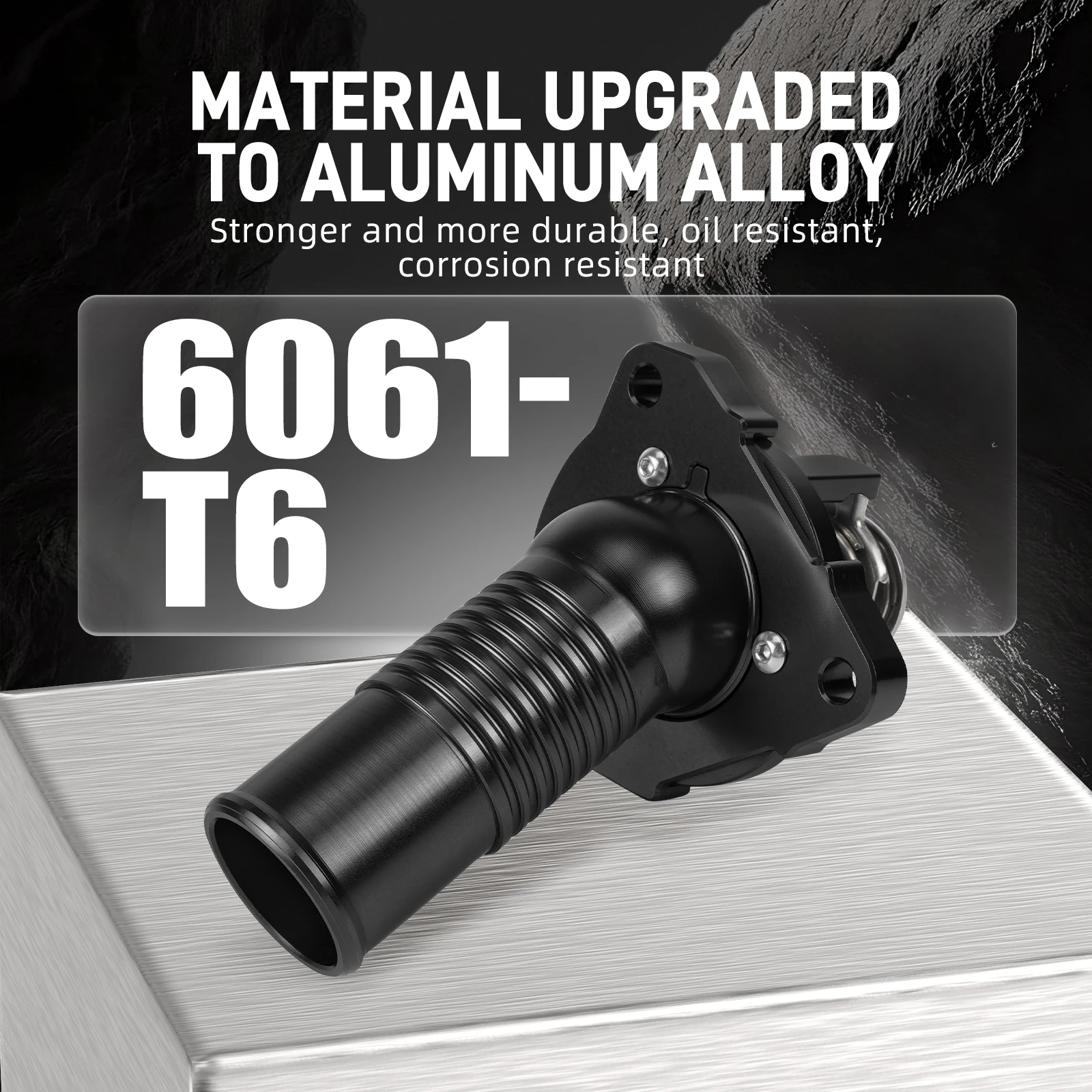 مدخل مياه ألومنيوم من BEVINSEE مع ترموستات لسيارة Toyota Tacoma/FJ Cruiser/4Runner/Tundra، بديل لـ 16031-0P010