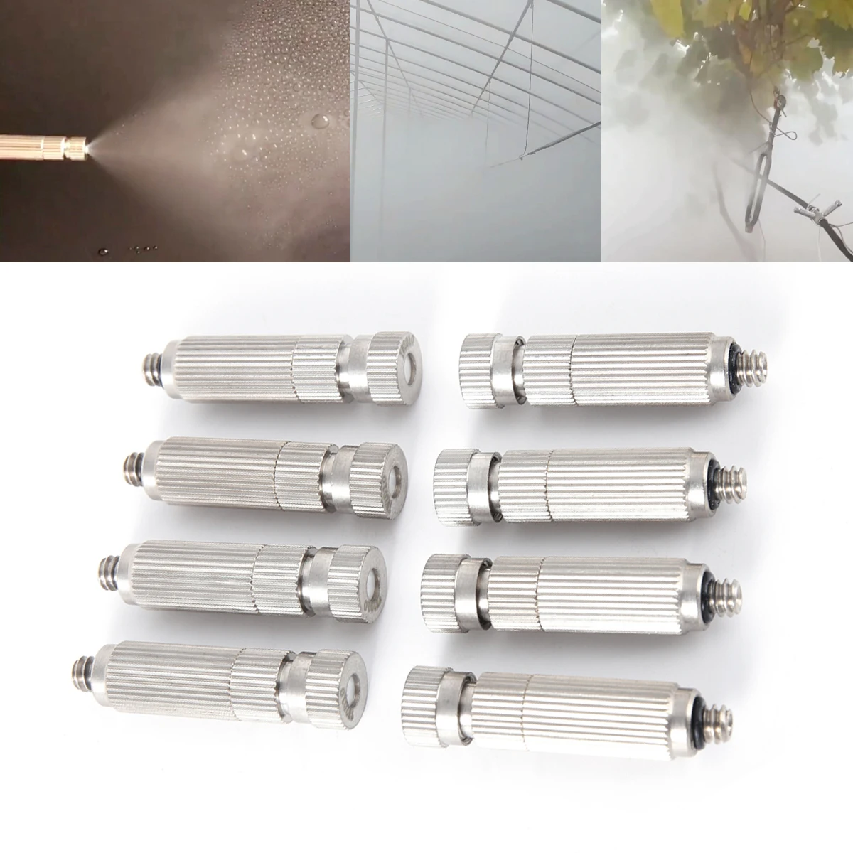 

Orifice 0.1-0.5mm Three Stage High Pressure Filter Atomizing Nozzle 3/16"Male Thread Interface Superfine Spray Humidifier 100Pcs