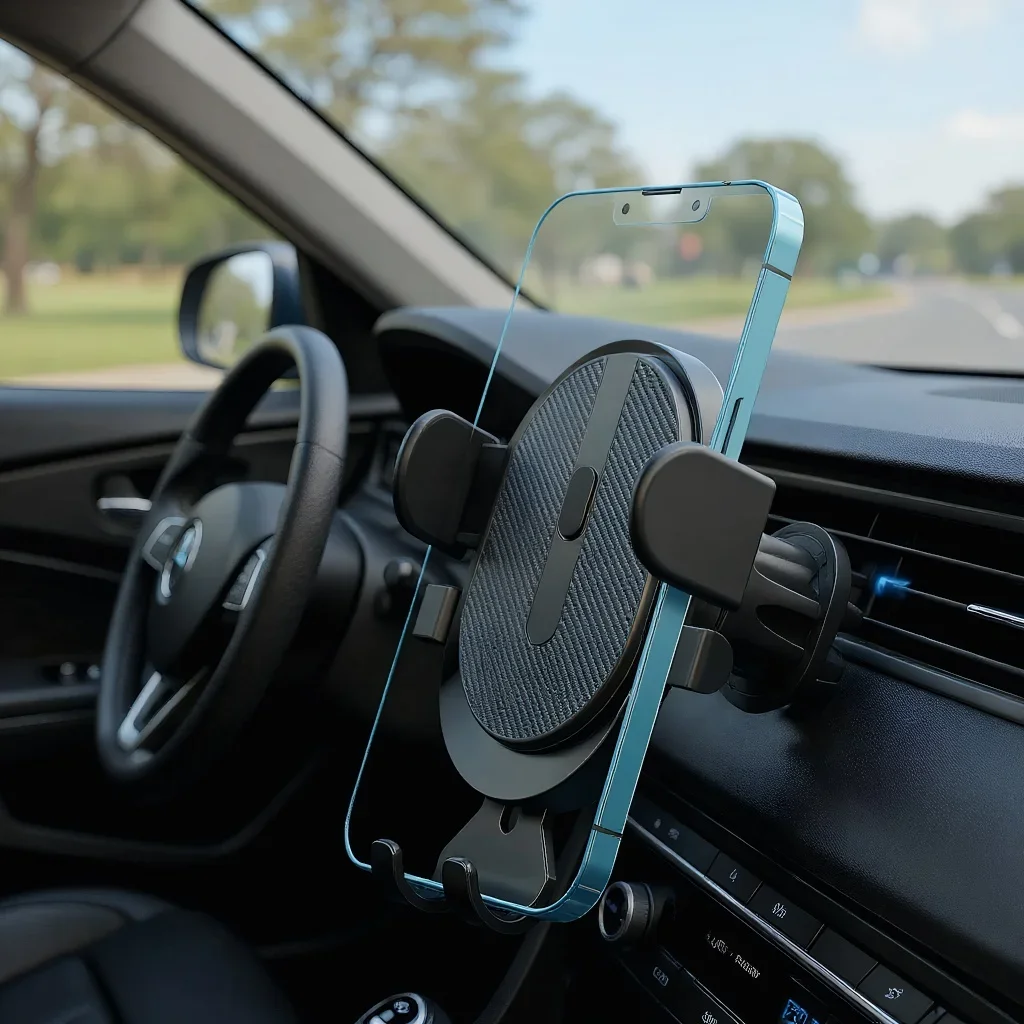 

Держатель для телефона на воздуховод автомобиля, гравитационный, треугольное крепление с матовой металлической отделкой, простой и прочный дизайн