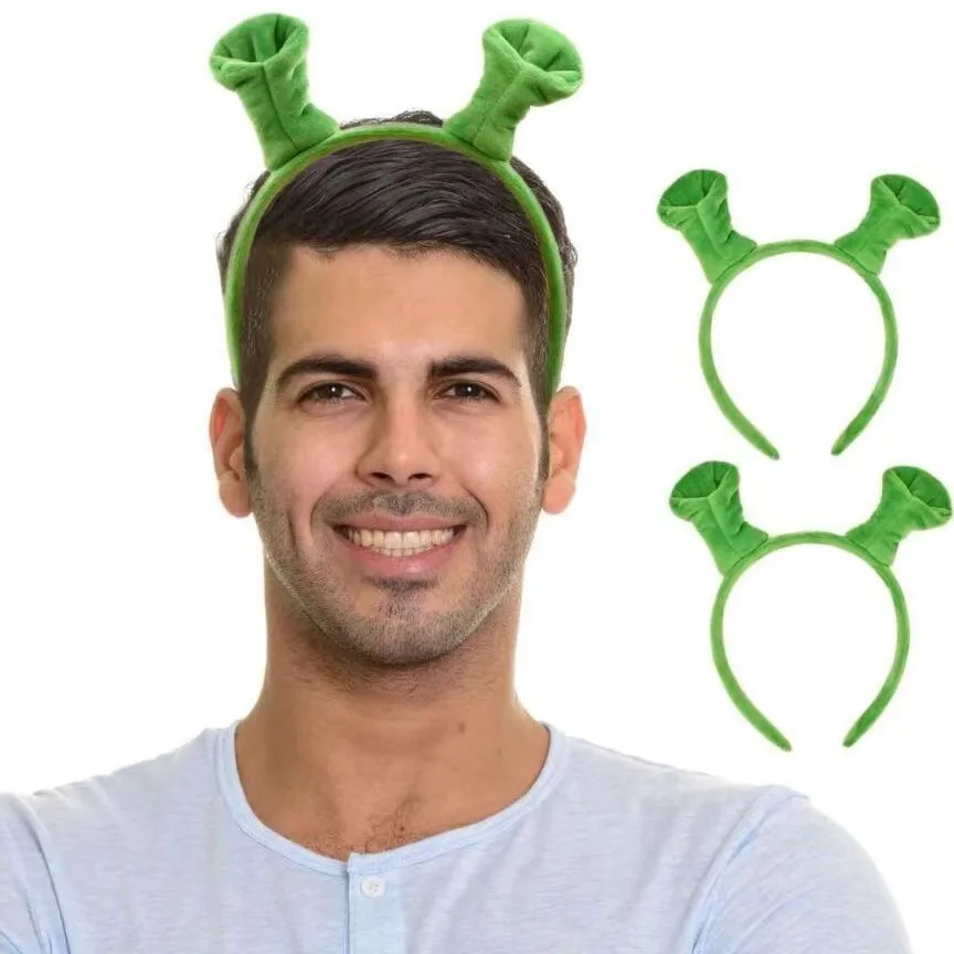 

Halloween cartoon green monster headband female face wash hairpin adult children show funny head hair bands baby accessories