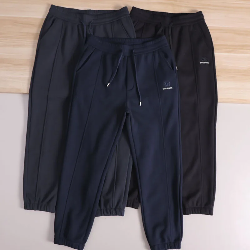 

Высококачественные мужские повседневные спортивные брюки с эластичной завязкой на талии на подкладке, осень-зима, универсальные свободные брюки для поездок на работу