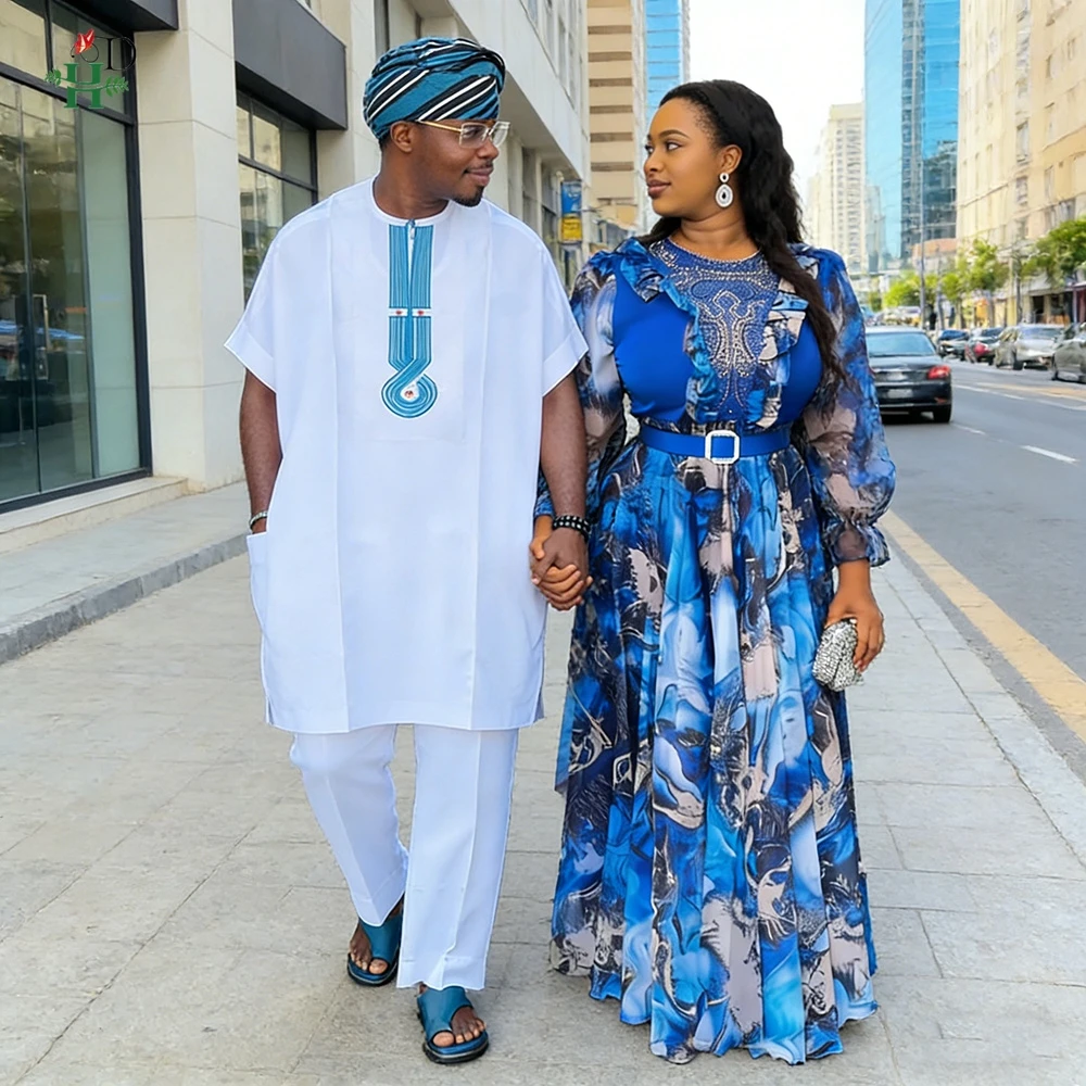 

Matching Couple Wedding Party Suits 2026 African Dresses For Woman African Clothing Traditional Turkey Dress Men Robe africaine